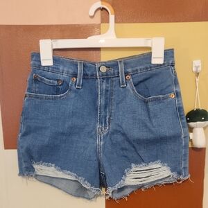Levi's Blue Jean Shorts Distressed High-Waisted
